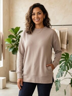 Sage Women's Taupe Crewneck Sweater Size XS